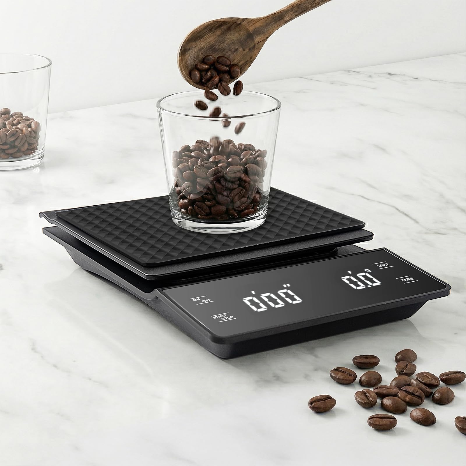 Báscula de café con temporizador, báscula de espresso de alta precisión de 3 kg/0,1 g, báscula digital de cocina para espresso y café vertido (pilas incluidas)