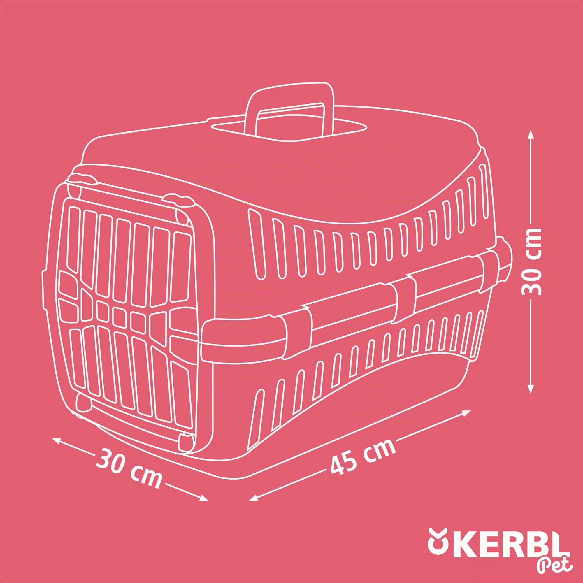 Kerbl Pet Cage de Transport Expedion, crème/Taupe, 45 x 30 x 30 cm, Cage pour Chien, Cage pour Chat, Transport pour Chien, Plastique, Petits Chiens, Chats