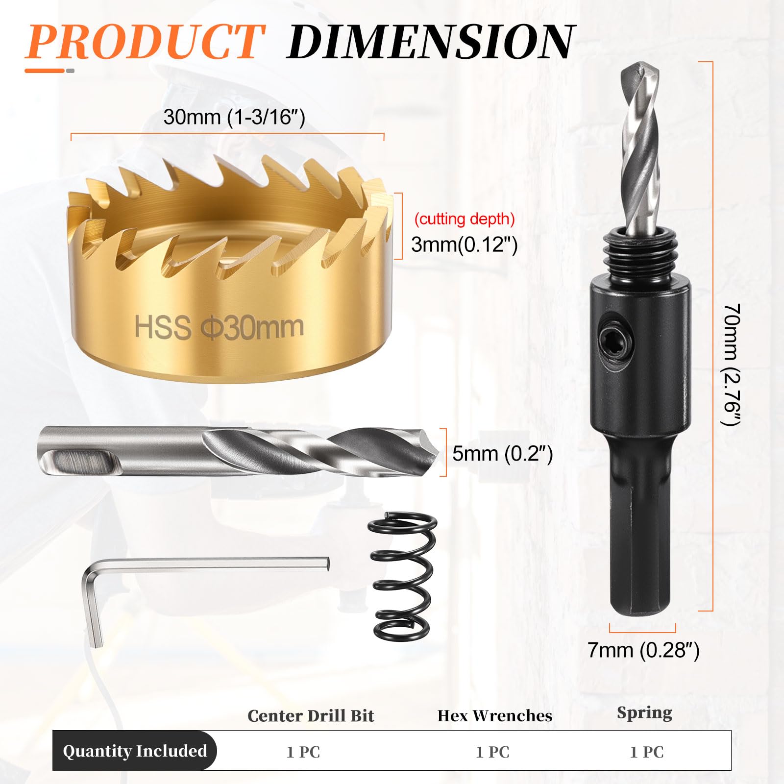 METALLIXITY Hole Saw 30mm (1-3/16"), 4241 High Speed Steel Hole Cutter with Center Drill Bit - Image 2