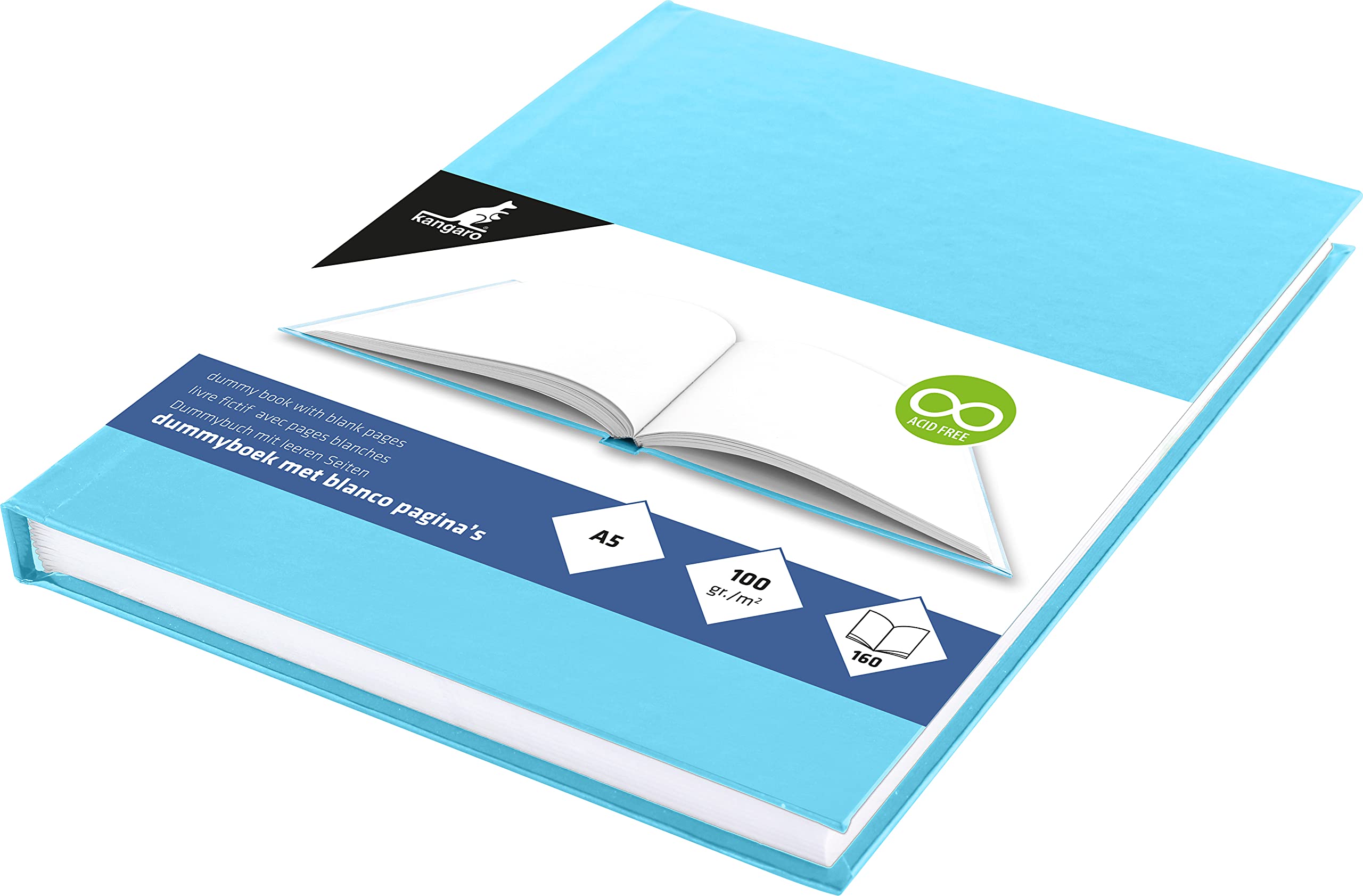 Kangaro KTC K-5357 Blank A5 Sketchbook with Pastel Blue Hard Cover, 80 Sheets, White 100 g Acid-Free Paper, Blue