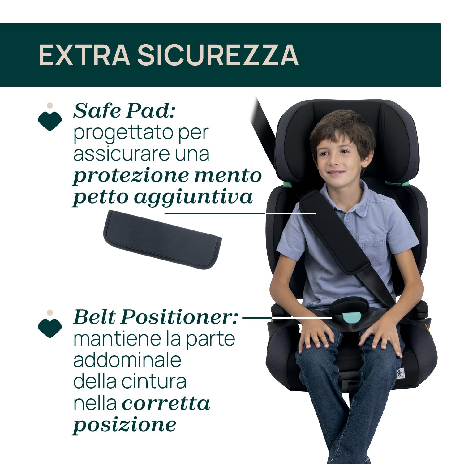 Chicco Quizy i-Size, Seggiolino Auto 3-12 Anni (100-150 cm), Peso 15-36 kg, Con Sistema Isofix, Regolabile in Altezza, con Braccioli Imbottiti e Seduta Confortevole, Gruppo 2/3, Blu