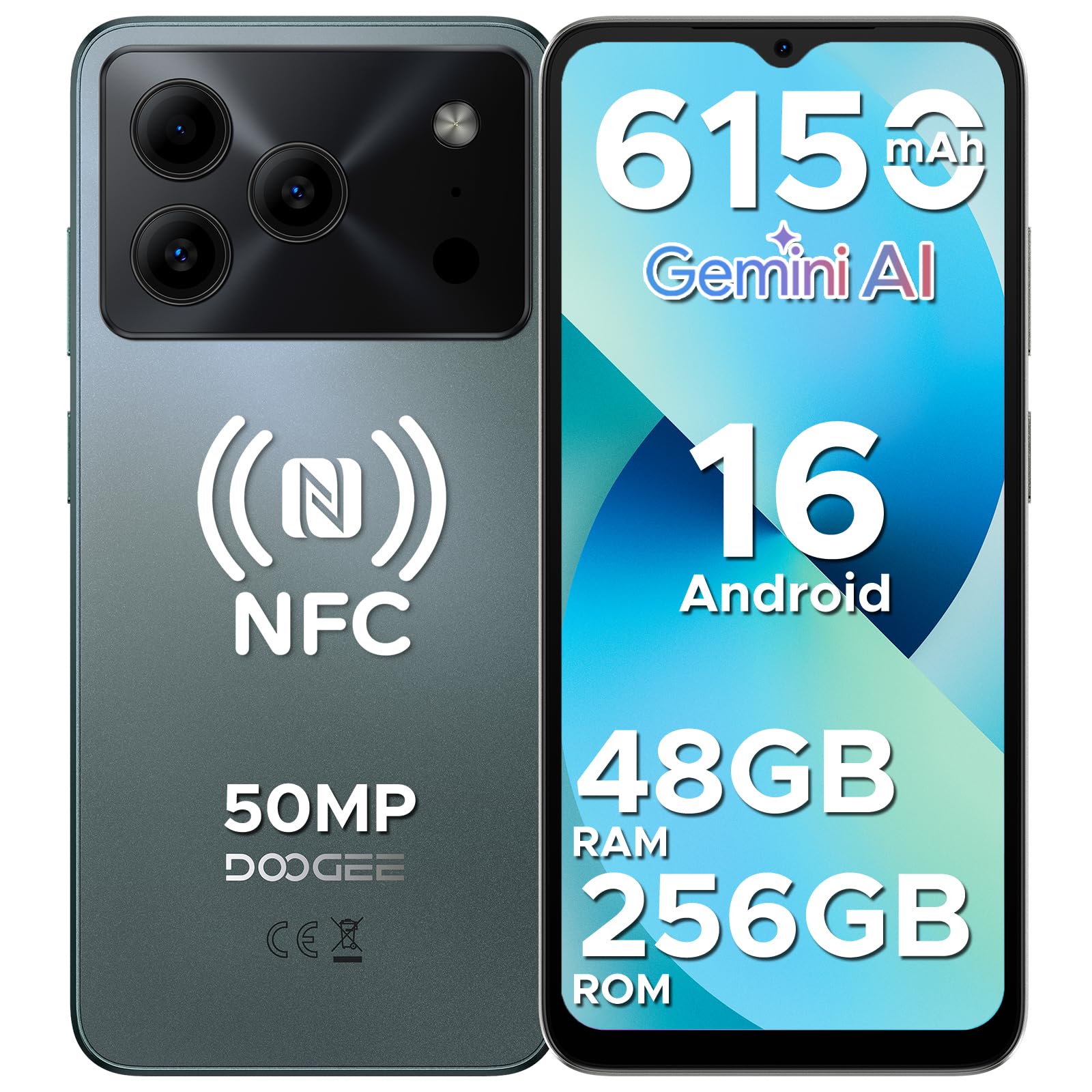【最新 Android 16 スマホ】DOOGEE Note56 plus Android16 SIMフリー スマホ 6.56インチ 90Hz 5000万画素スマートフォン 8コアCPU T7225 6150mAh大容量バッテリー アンドロイド16 スマホ本体 48GB+256GB+2TB拡張 NFC/指紋認証/顔認証/GPS/OTG/4GデュアルSIM 携帯電話 スマホケース付き