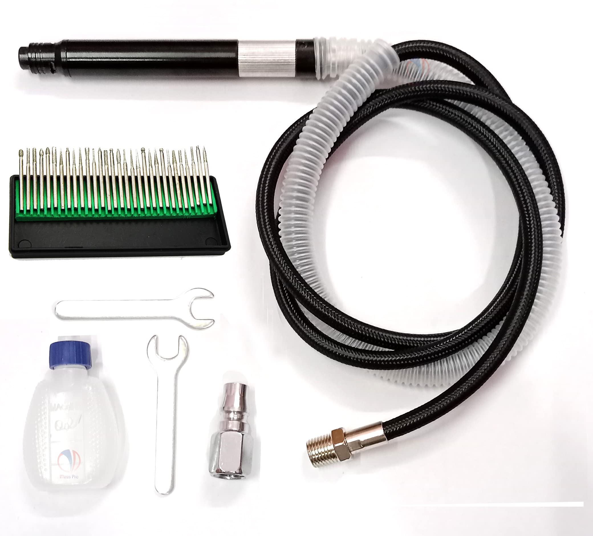 Pneumatic Micro Air Die Grinder Set 3 mm, 1/8 Inch Pencil Type Engraving and Polishing Tool with 30 Pcs Burr Set for Metal Carving, Grinding and Auto Repair-image-13