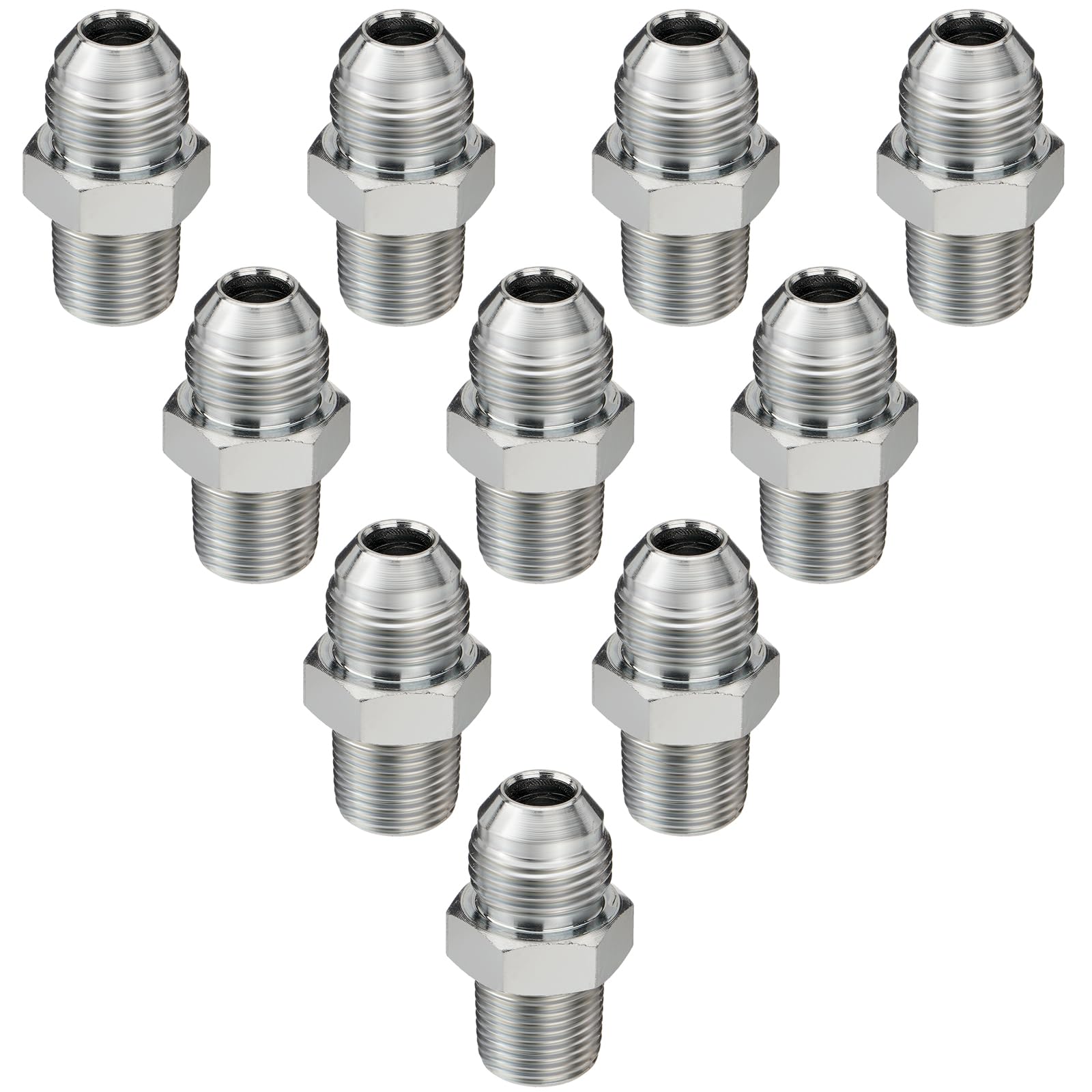 10PCS Hydraulic Adapter Fitting: 1/2" JIC 37° Male x 3/8" NPT Male