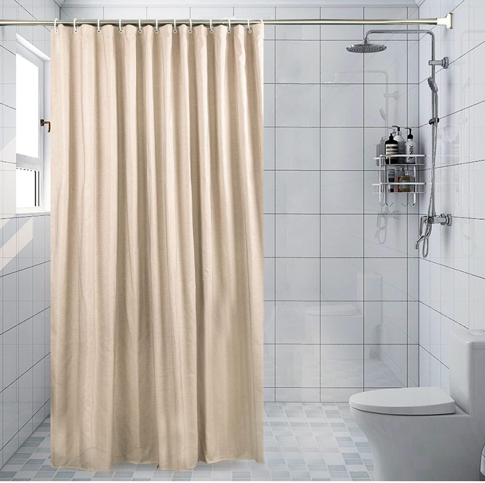 Curtain Bathroom Waterproof Anti-Mold Modern Minimalist Fashion Curtain(180 * 180CM)(Apricot)