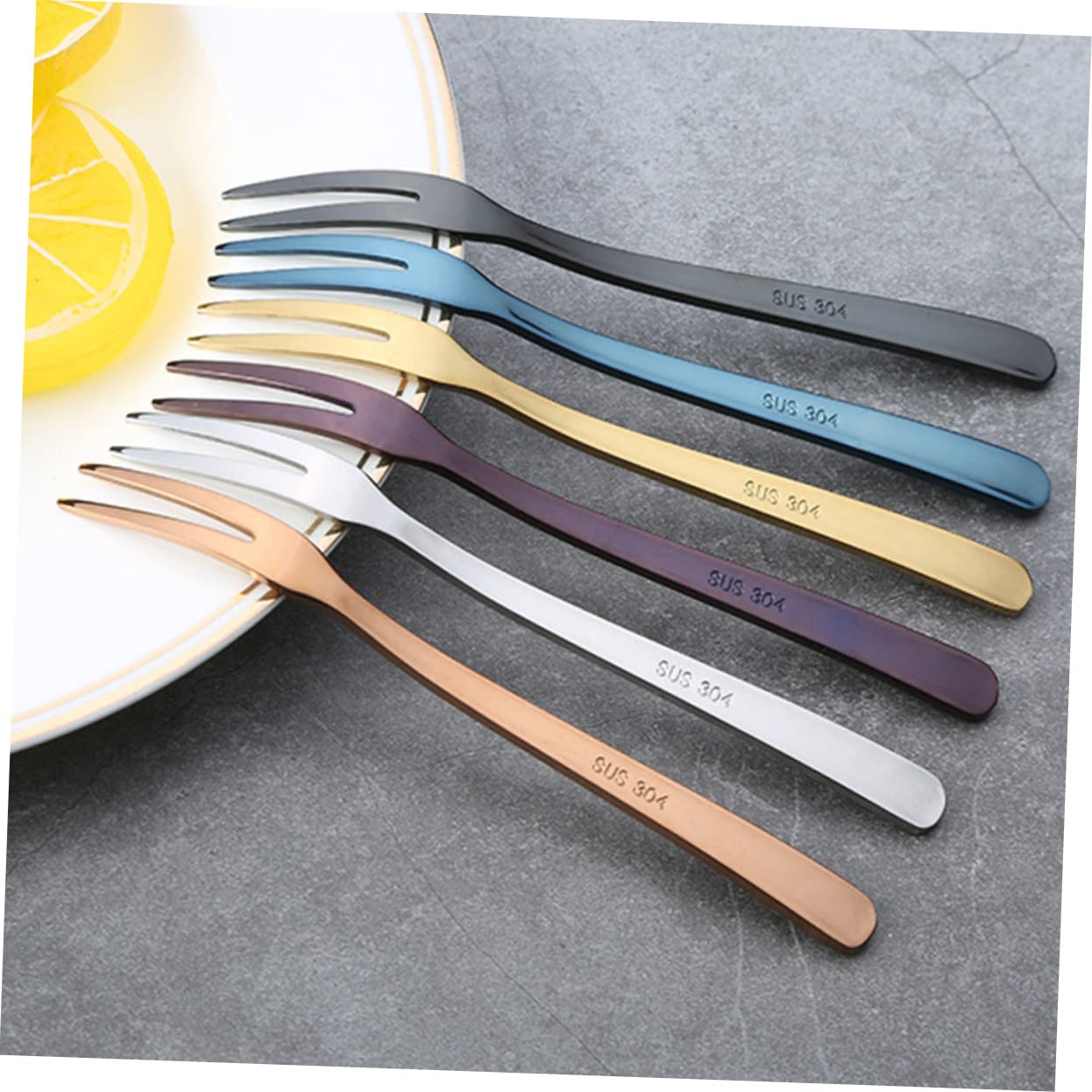 Ciieeo 18 Piezas pastel de moda tenedor de postre tenedor de fruta vistoso es postre es con estilo de e de acero inoxidable estilo europeo de frutas