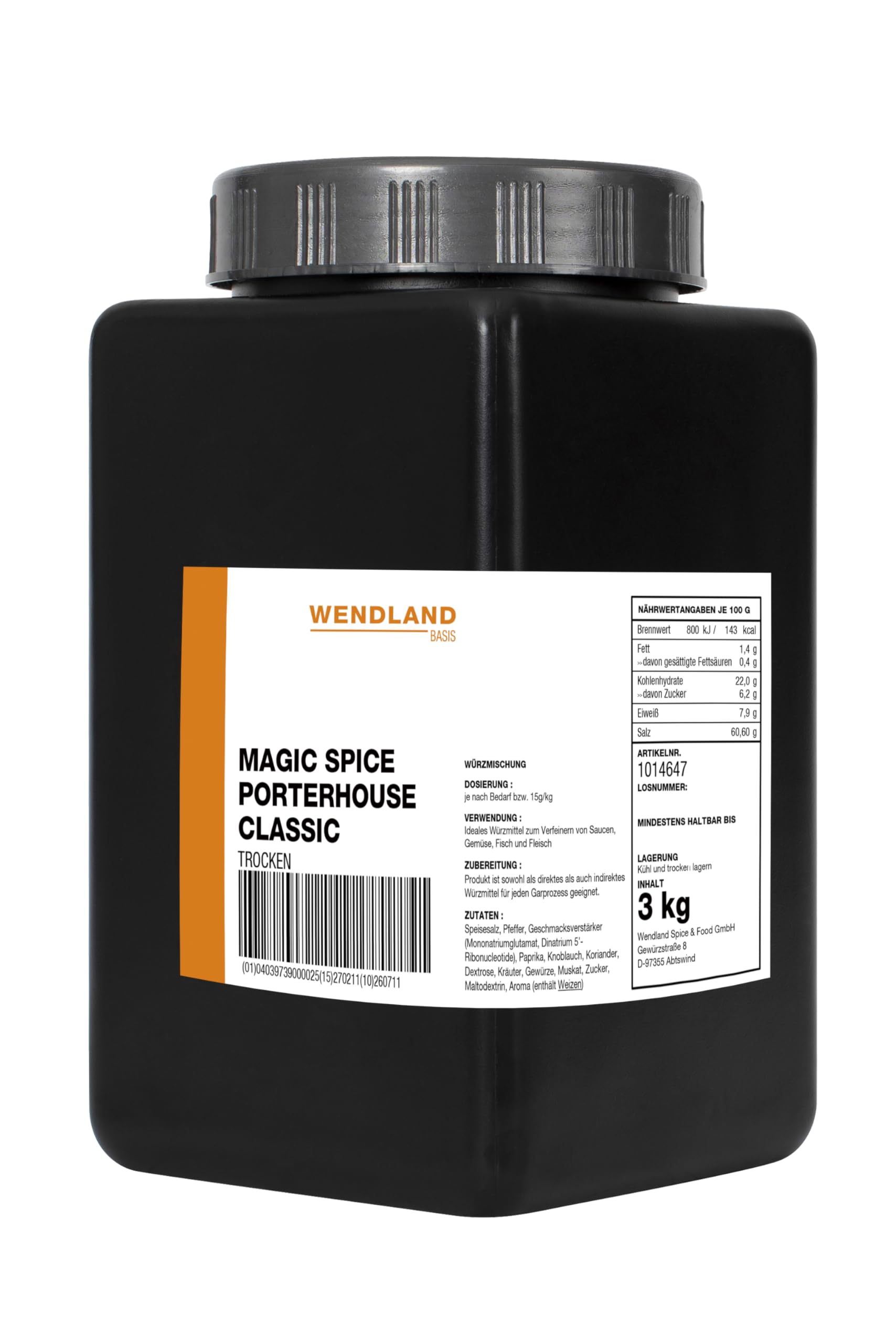 Wendland Magic Spice Porterhouse classic, 3 kg Würzmischung, Original Steakhouse-Qualität für Zuhause