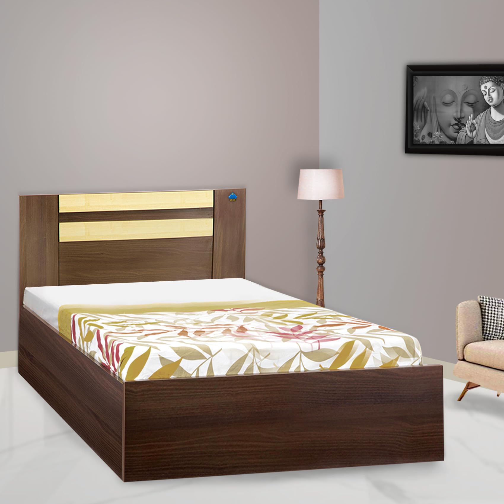 DELITE KOM | 1 Year Warranty | Single Bed, Woody Engineered Wood Bed with Storage, Wooden Bed (77.3x36.75 Inches) | Installation Included | Color - Acacia Dark | Good for Bedroom-image-10