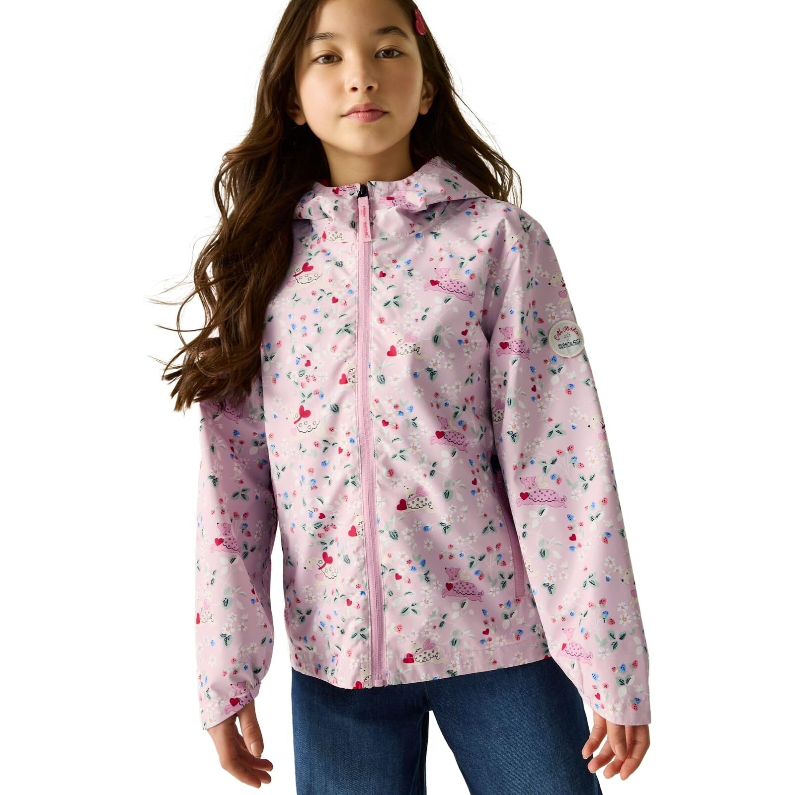 Regatta Girls Pink Puppy Floral Kids Cath Kidston Lightweight Waterproof Shell Jac in Size 11-12 Year, Sports Direct