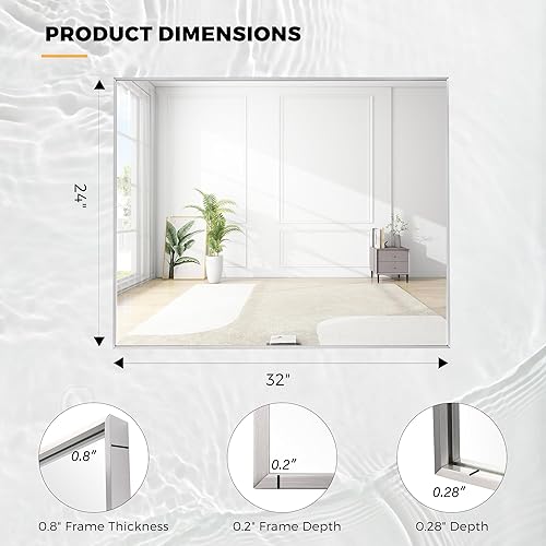 Miniatura 116 de Espejo de baño dorado naranja de 30 x 30 pulgadas para pared, espejo rectangular rectangular con marco de aluminio, moderno grande para dormitorio