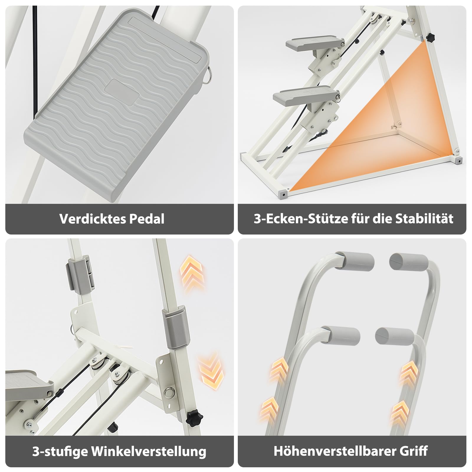 Vertikale Klettermaschine – Faltbarer Heimtrainer Stepper für Ganzkörpertraining | Verstellbare Griffe, Stufen & Pedale | Kompakt & leise Familien
