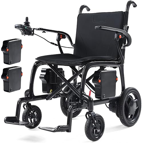 22 lbs Carbon Fiber Electric Wheelchair for Adults, 29-Mile Range Lightweight Foldable with Dual Batteries, Portable Airline Approved Travel Power Chair, Black