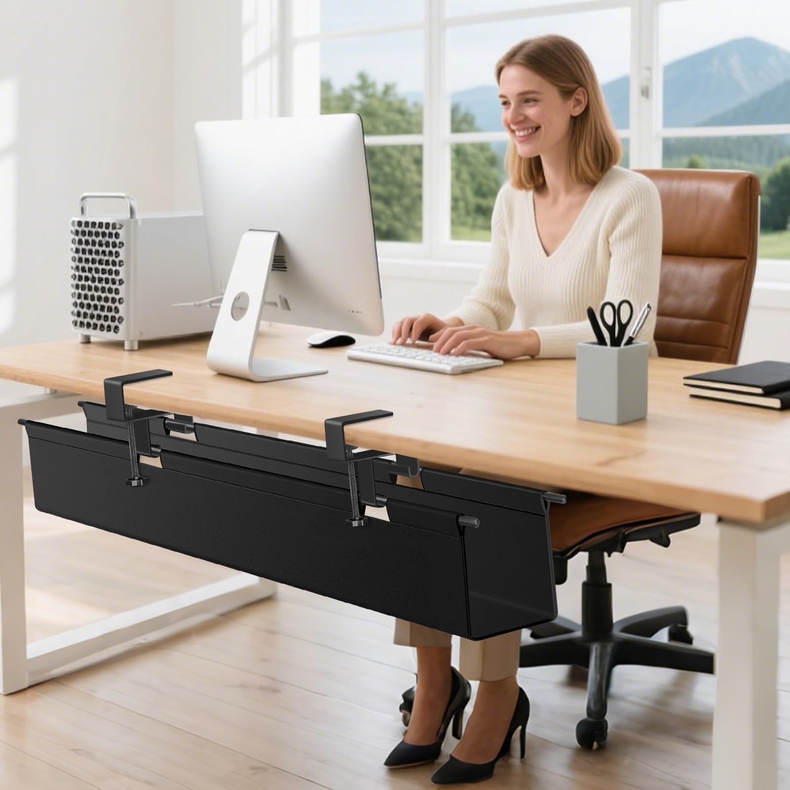 Bandeja Cables Escritorio, Acabado Flexible De La Mesa De GestióN De Cables Sin PerforacióN De 70cm, InstalacióN De Pinzas Sin PerforacióN, Impermeable Estable, Adecuada Para Oficinas Y Hogares