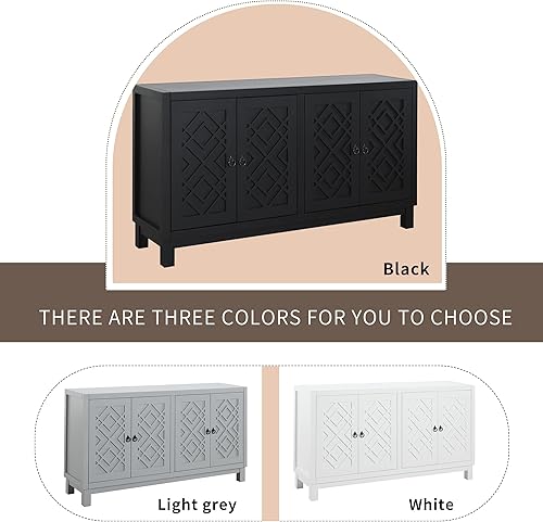 Miniatura 6 de P PURLOVE Aparador moderno con cajón de almacenamiento, armario de almacenamiento con 4 armarios de altura ajustables para cocina, comedor, sala de