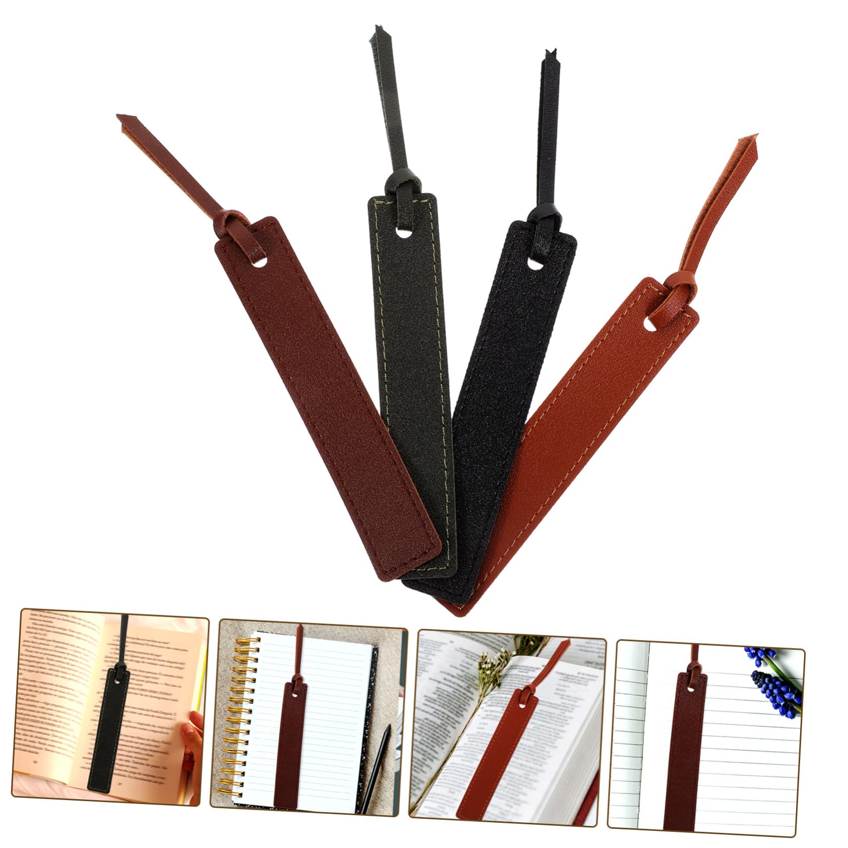 Gadpiparty 5 Sätze Lederhesezeichen Nähen Lesezeichen Für Buchliebhaber Süßes Lesezeichen Wiederverwendbares Leder- Dekoratives Aus Leder Pu-leder 4 Stücke * 5