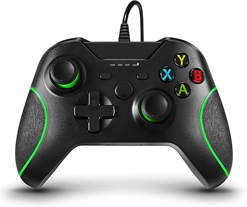 SAMINRA - Repuesto para Xbox One con cable controlador USB negro para Xbox OneSXPC Windows 10 con conector de audio de 0138in