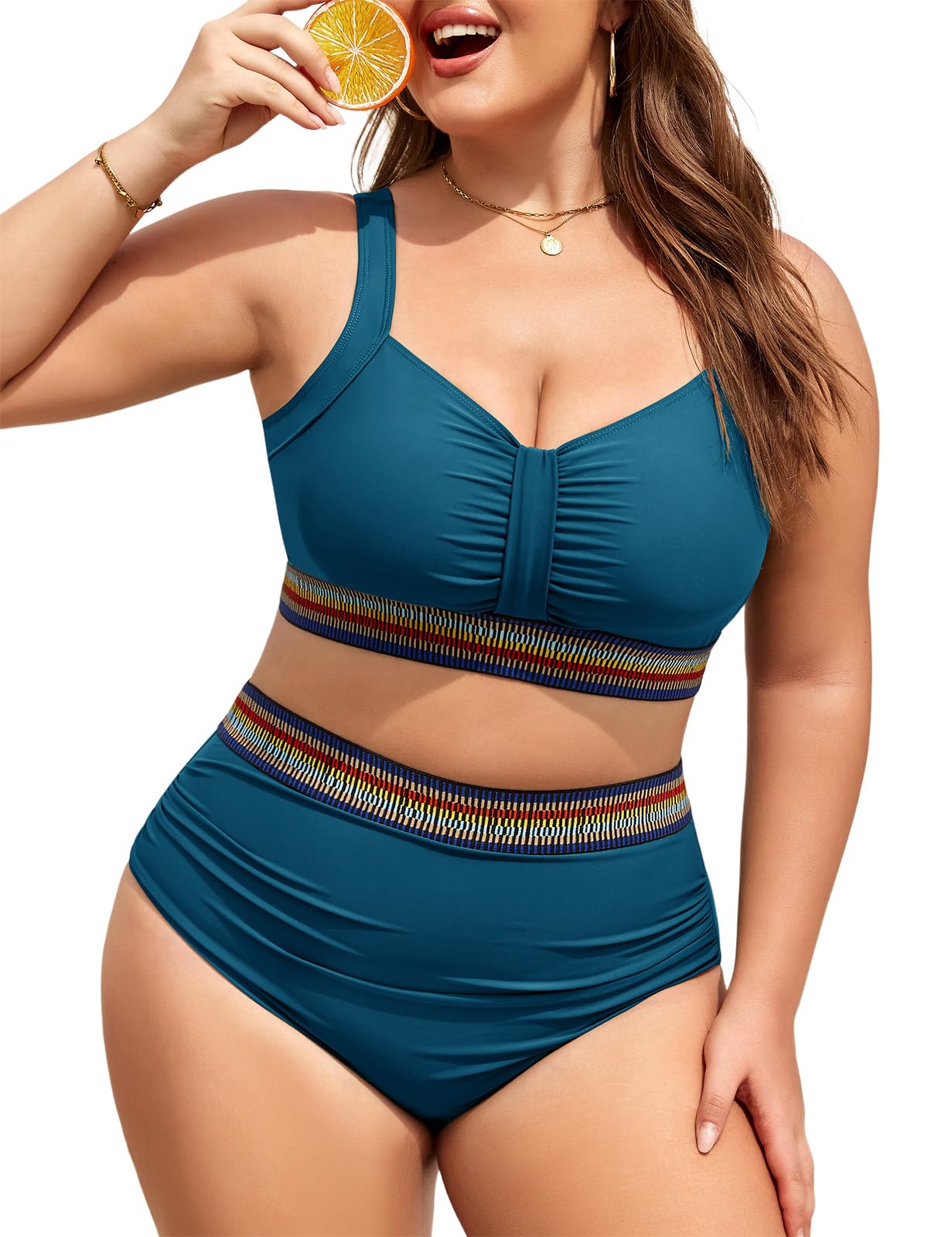 UMIPUBO Maillot De Bain Femme 2 Pieces Grande Taille Gainant Ventre Plat Push Up Cache Ventre Culotte Taille Haute Boheme Bikini Maillots Deux Pièces