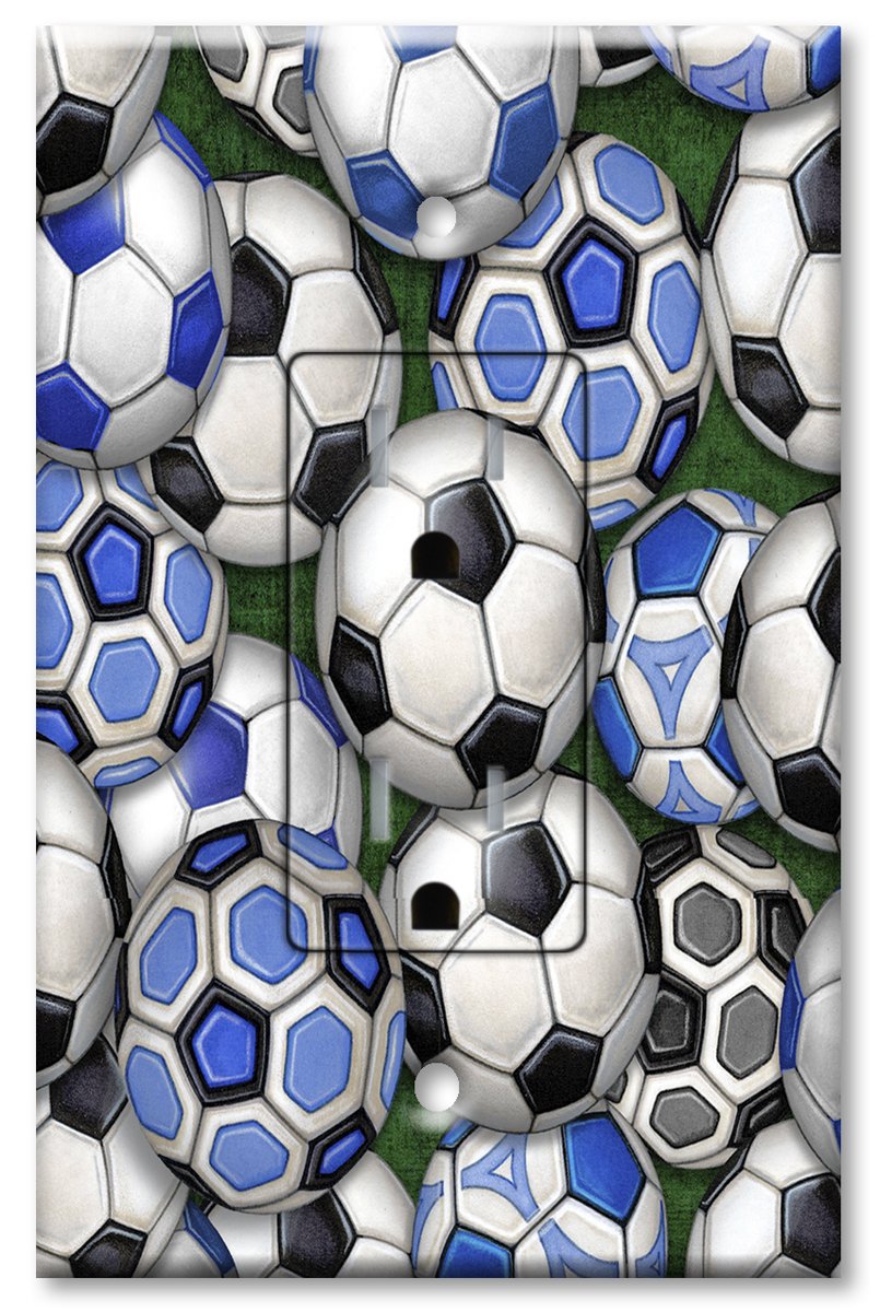 Printed - Tamper Resistant Electrical Outlet with matching Wall Plate - International Soccer Balls - Image by Dan Morris