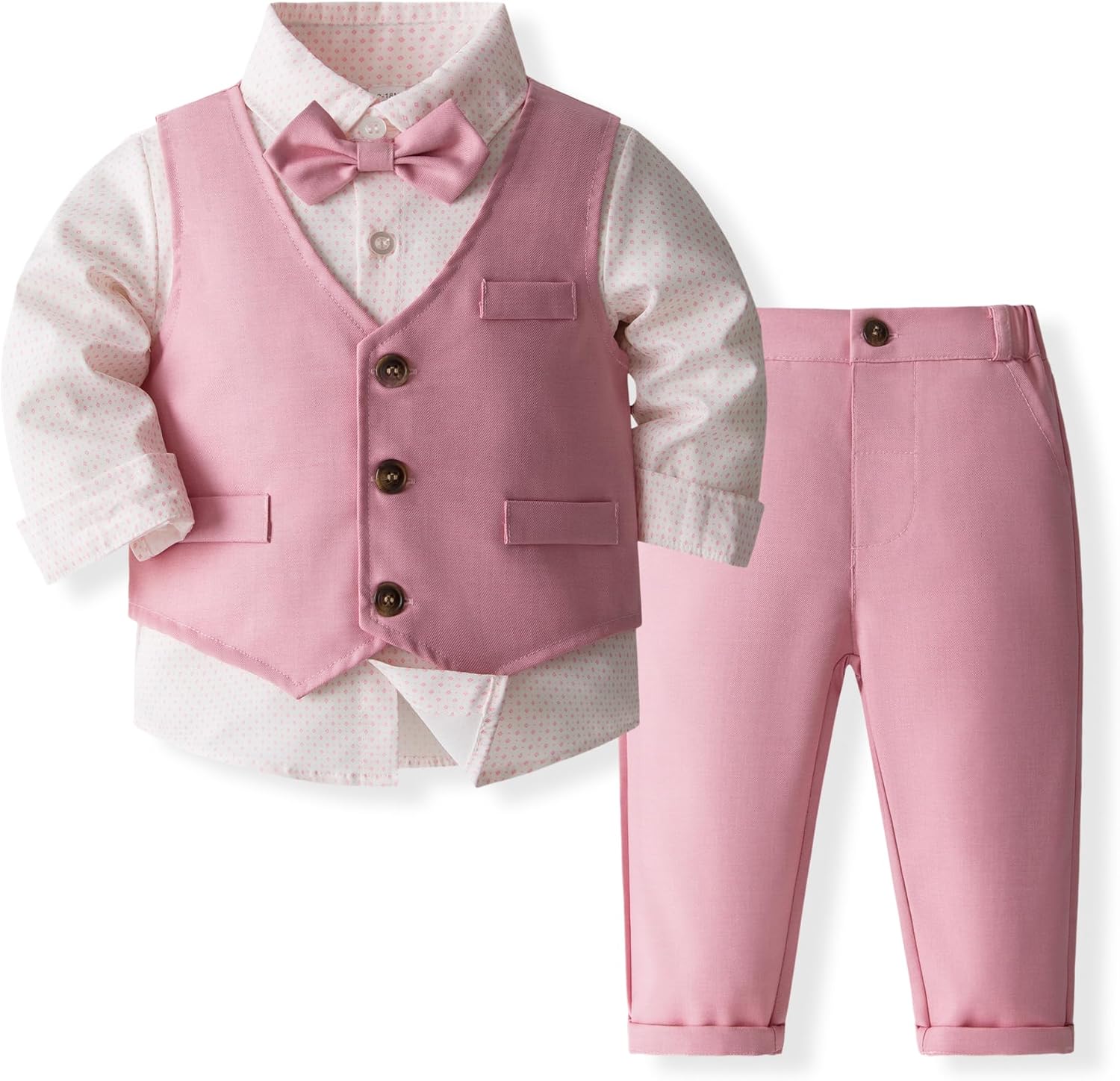 Baby Boys' 4-Piece Tuxedo Set with Dress Shirt, Vest, Pants, and Tie (US, Age, 2 Years, Style 7, Classic)