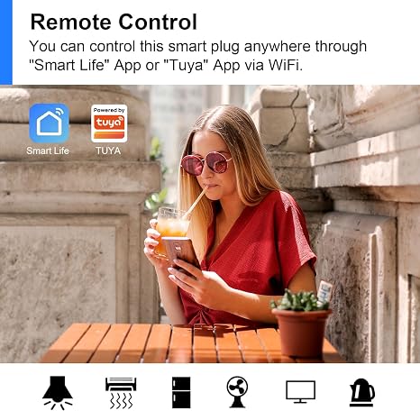 ANTELA Smart Plug with Energy Monitoring, 2,4GHz WiFi Plug with Timer Function, Alexa Voice Control, Smart Life APP Wireless Remote Control, Compatible with Alexa and Google Home, 13A, 4PCS