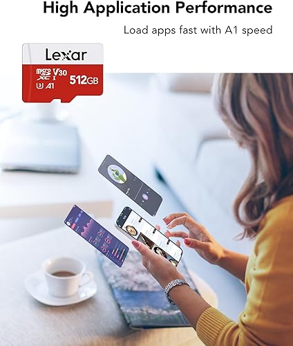 Miniatura 6 de Lexar E-Series 512GB Micro SD Card, microSDXC UHS-I Tarjeta de memoria flash con adaptador, 100MBs, C10, U3, A1, V30, Full HD, 4K UHD, Tarjeta TF de
