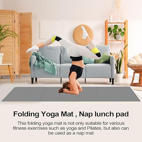 Miniatura 3 de Alfombrilla de ejercicio plegable  Alfombrilla antideslizante de doble cara para uso doméstico con diseño portátil, alfombrilla de fitness para