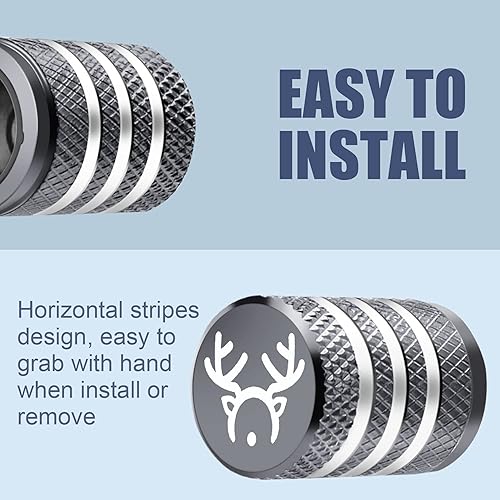 Vista 173 de Cubierta de tapón de válvula para neumático Paquete de 5 tapas de aire de metal, forro de plástico, resiste la corrosión, contra fugas, de rock and