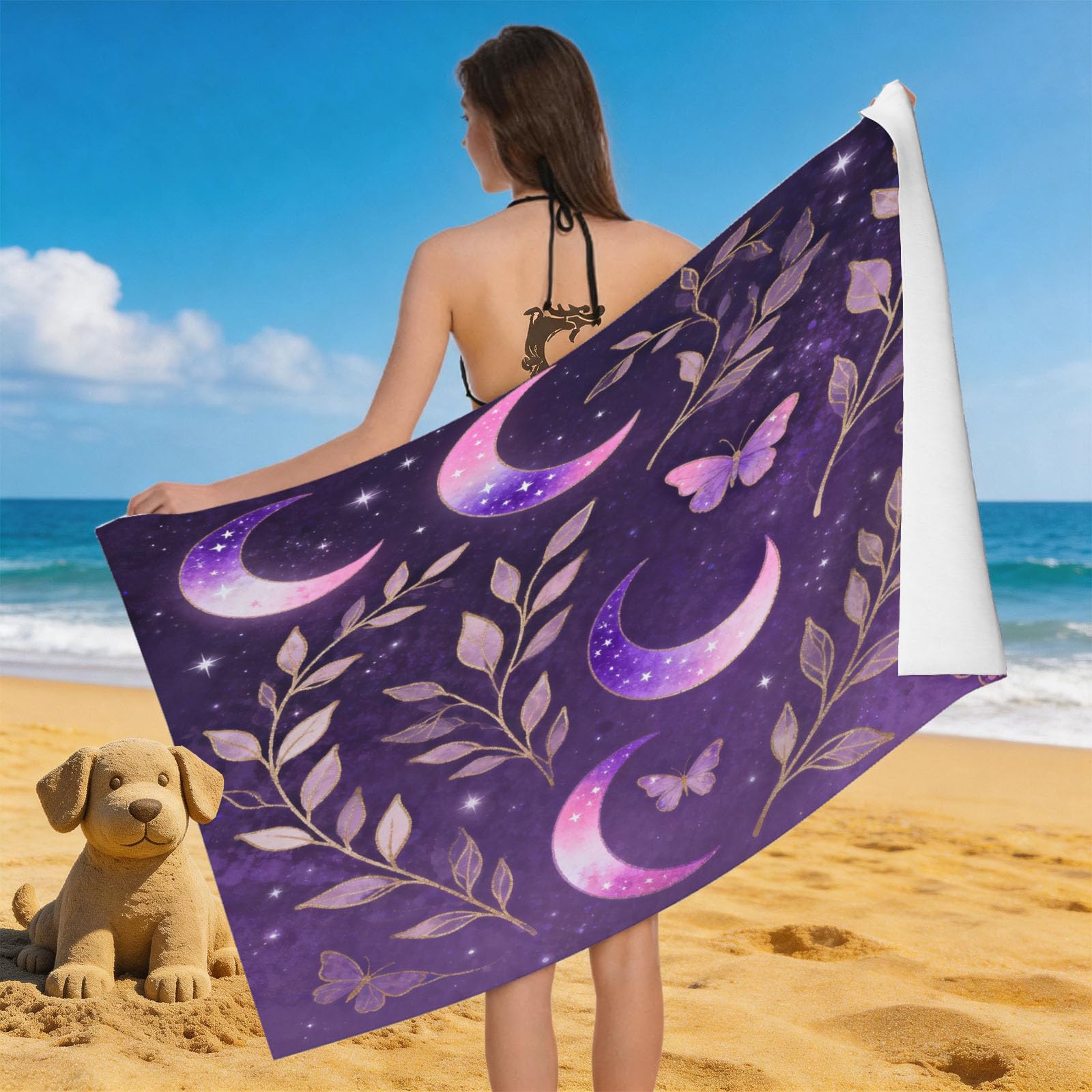 Leichong 3D Divination Beach Towel Large Microfiber Soft Quick Dry for Adults, Dreamy Bath Towel Lightweight Soft Absorbent for Travel Swimming Pool Sports, 180 x 90 cm