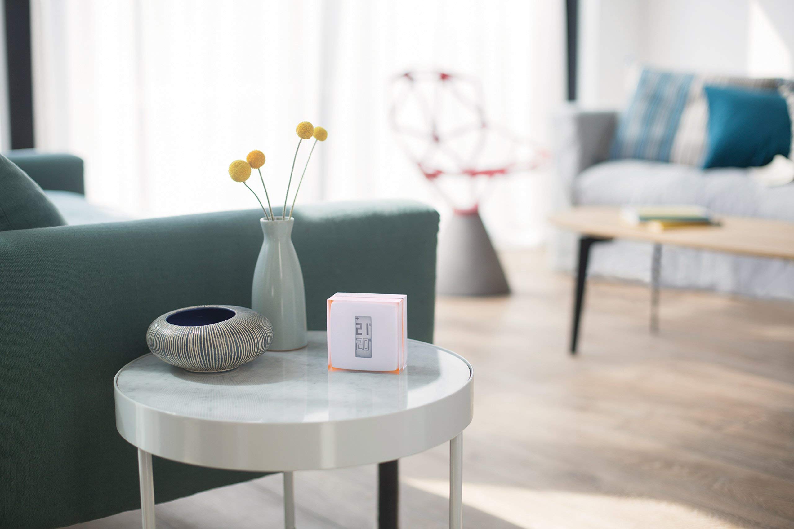 Netatmo by Starck - Termostato Intelligente per caldaia individuale, 83x83x22 mm , bianco/arancione (Ricondizionato Certificato)