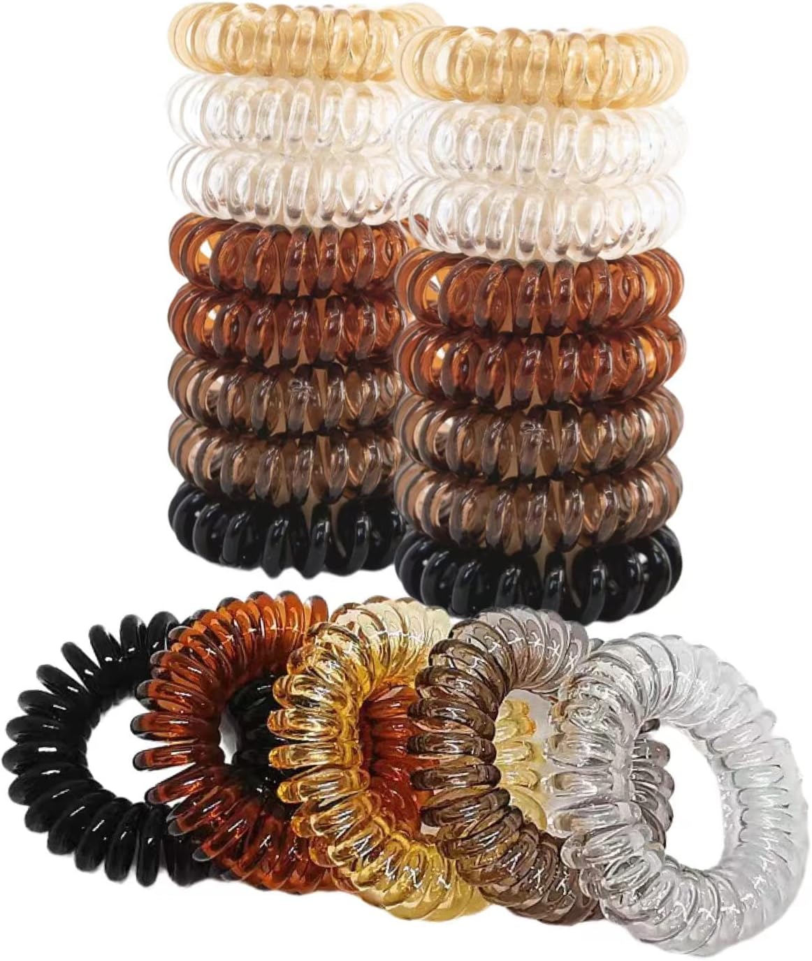 BananaHome 20 PCS Spiral hair ties, No Creas Coil Hair Ties, Phone Cord Hair Ties, Hair Coils,Ponytail Holder Elastics ,Traceless Hair Ring (A)