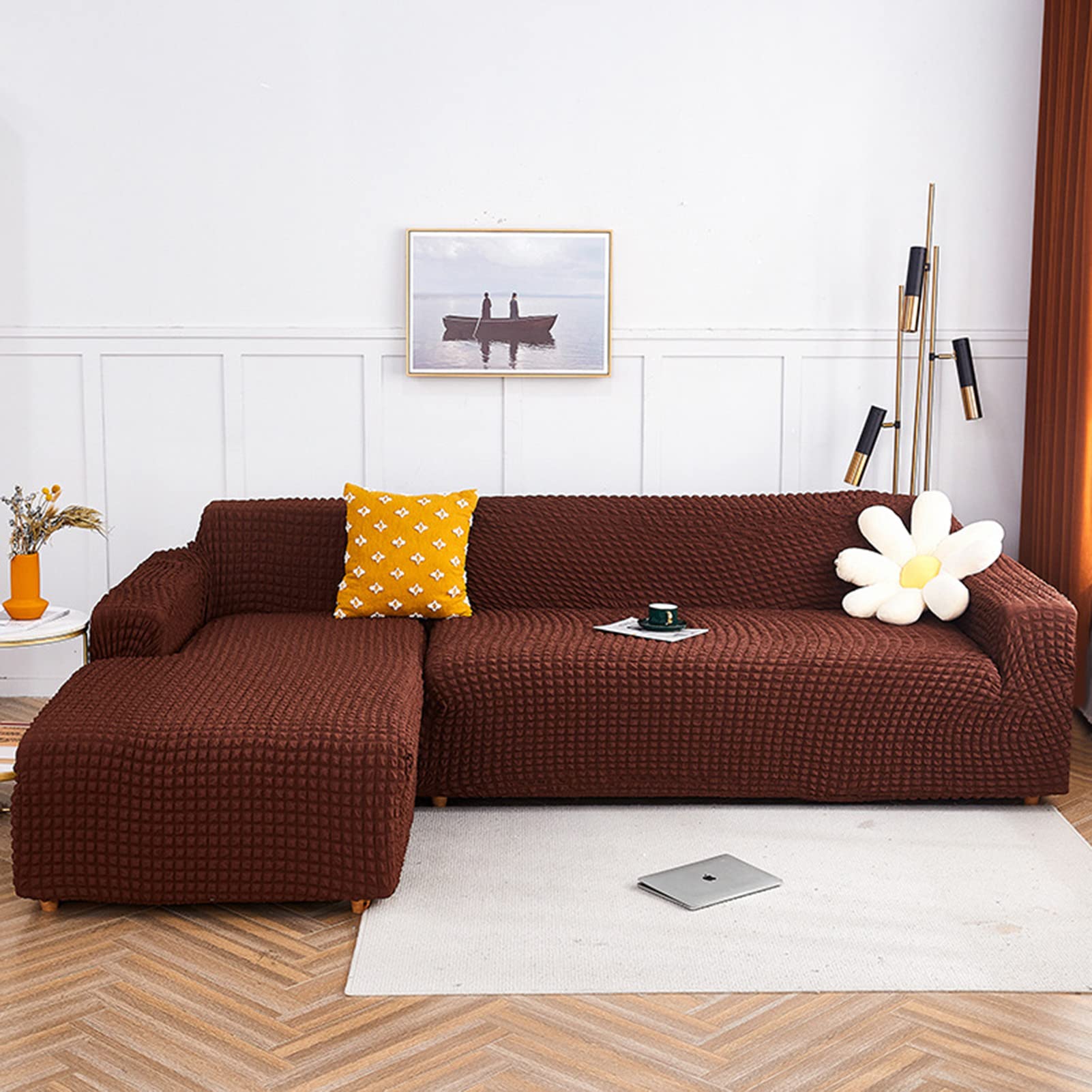 Housse de canapé extensible 3 places imprimée et lavable