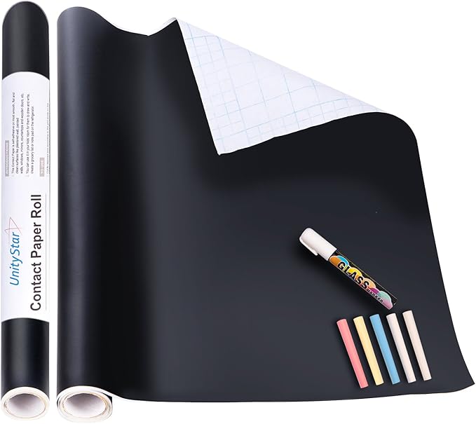 UnityStar Chalk Paper, 17.7" X 78.7" Adhesive Chalkboard