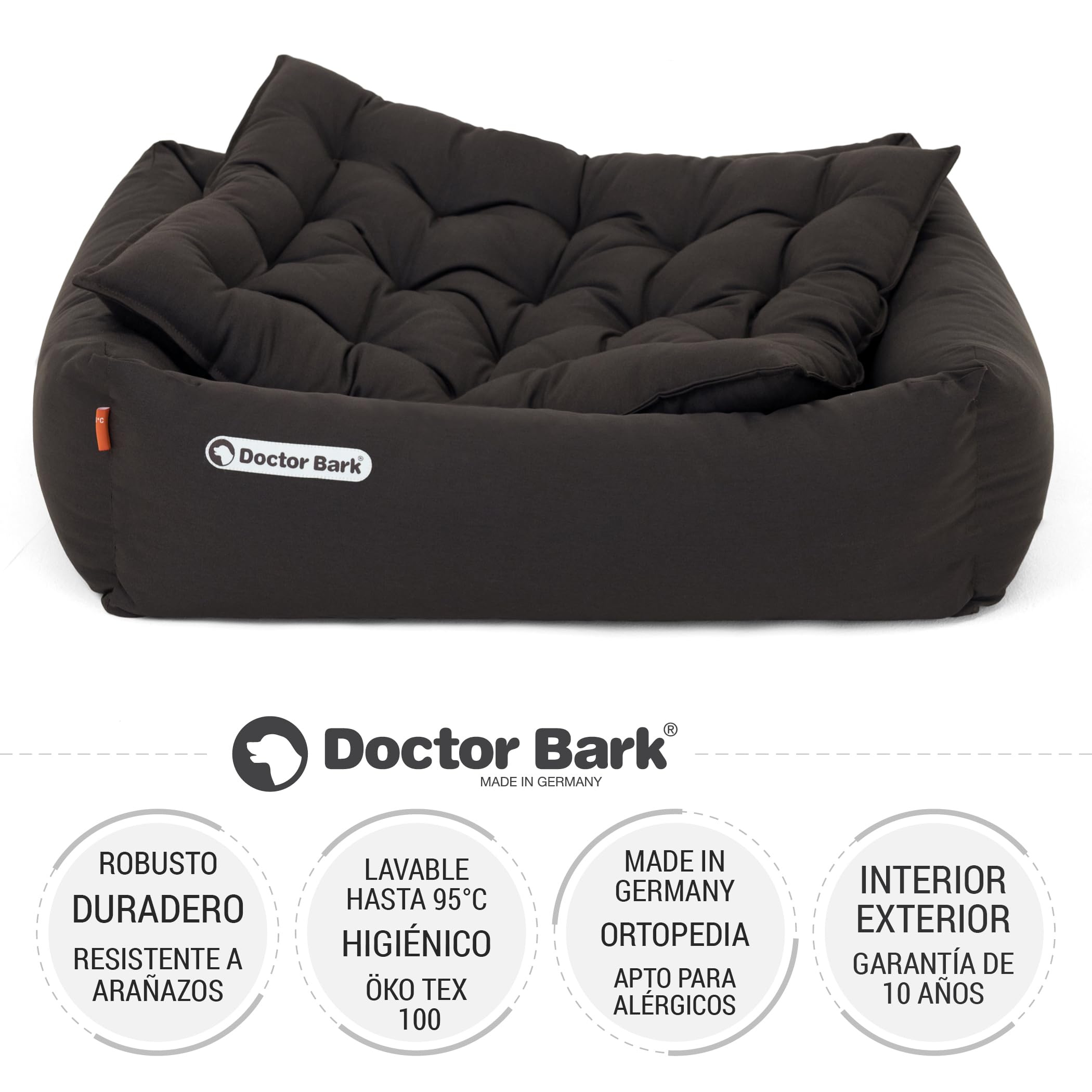Doctor Bark Cama ortopédica, Cuna Perro, lavable hasta 95 °C, sin olor e higiénica, acogedora decoración para perros pequeños (S - 70 x 60 cm, marrón)