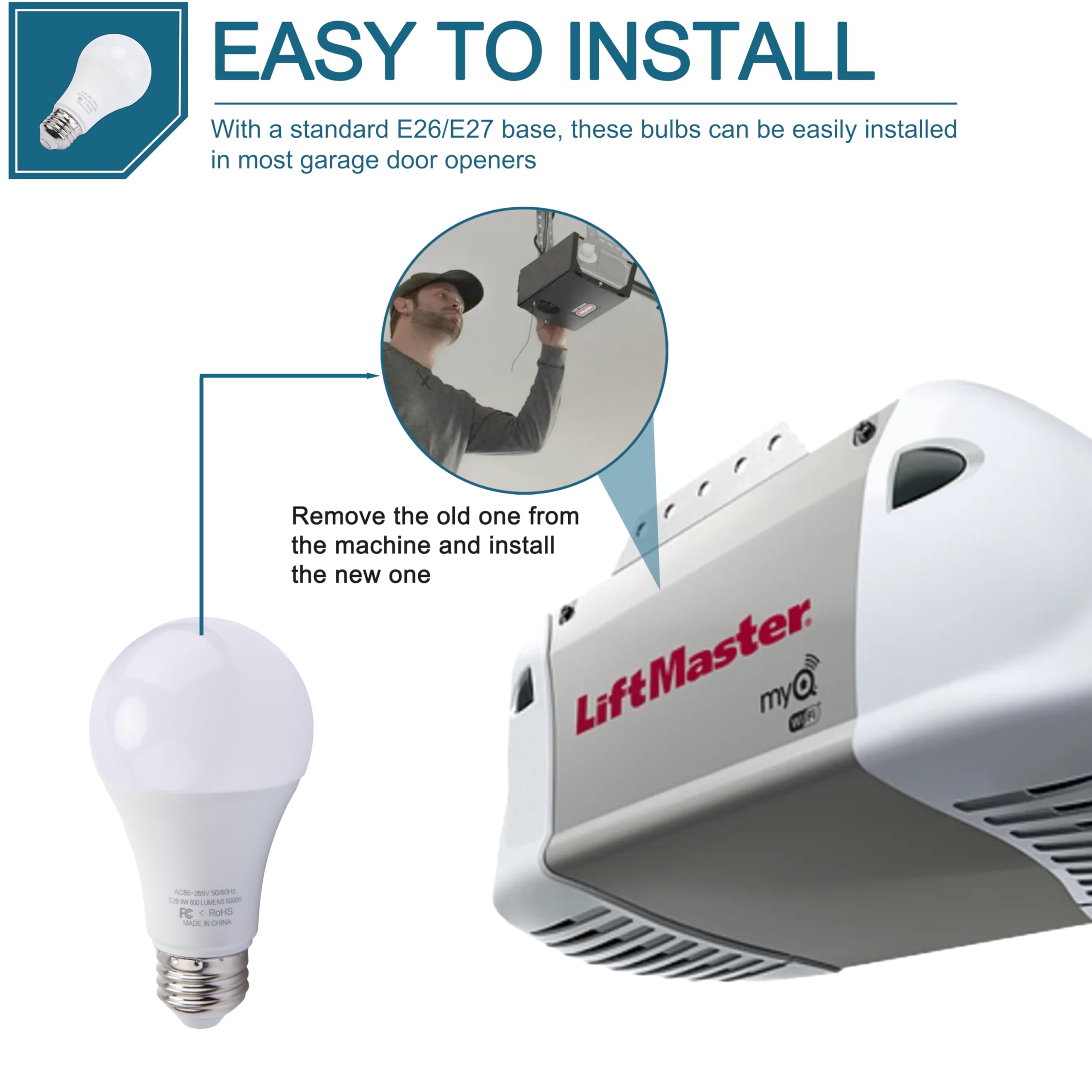Żarówka LED 5000 K biała LMLED1 do otwierania drzwi garażowych Liftmaster (2 sztuki)