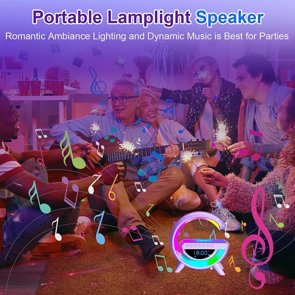Altavoz Bluetooth Lámpara de Cabecera Luz de Atmósfera con Sincronización de Música Iluminación Nocturna Regulable Interruptor de Botón RGB Portátil para Dormitorio