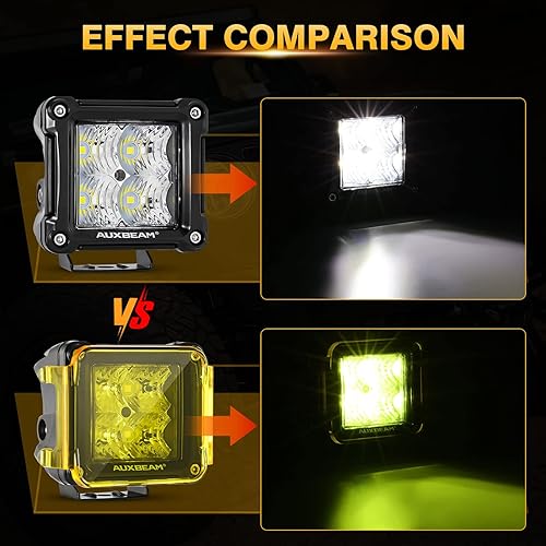 Miniatura 8 de Auxbeam Cubierta de luces de cubo de 3 pulgadas + cubos LED de 3 pulgadas de 40 W, 4800 lm cuadrado de luz LED con kit de arnés de cableado, 2