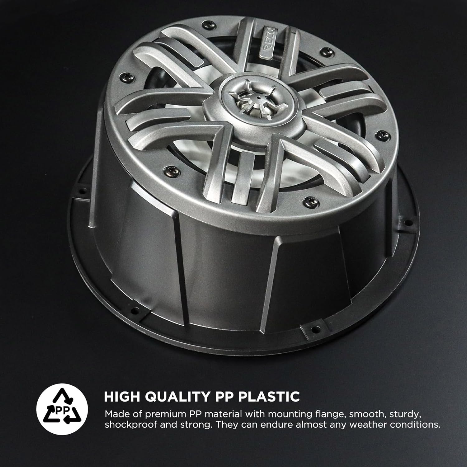 RECOIL USP65B Pairs of 6.5-Inch Speaker Pods, Universal 6.5” Angled Speaker Boxes, Surface Mount with Gaskets, Black Enclosures Compatible with Marine, UTVs, Boats, RVs, Cars