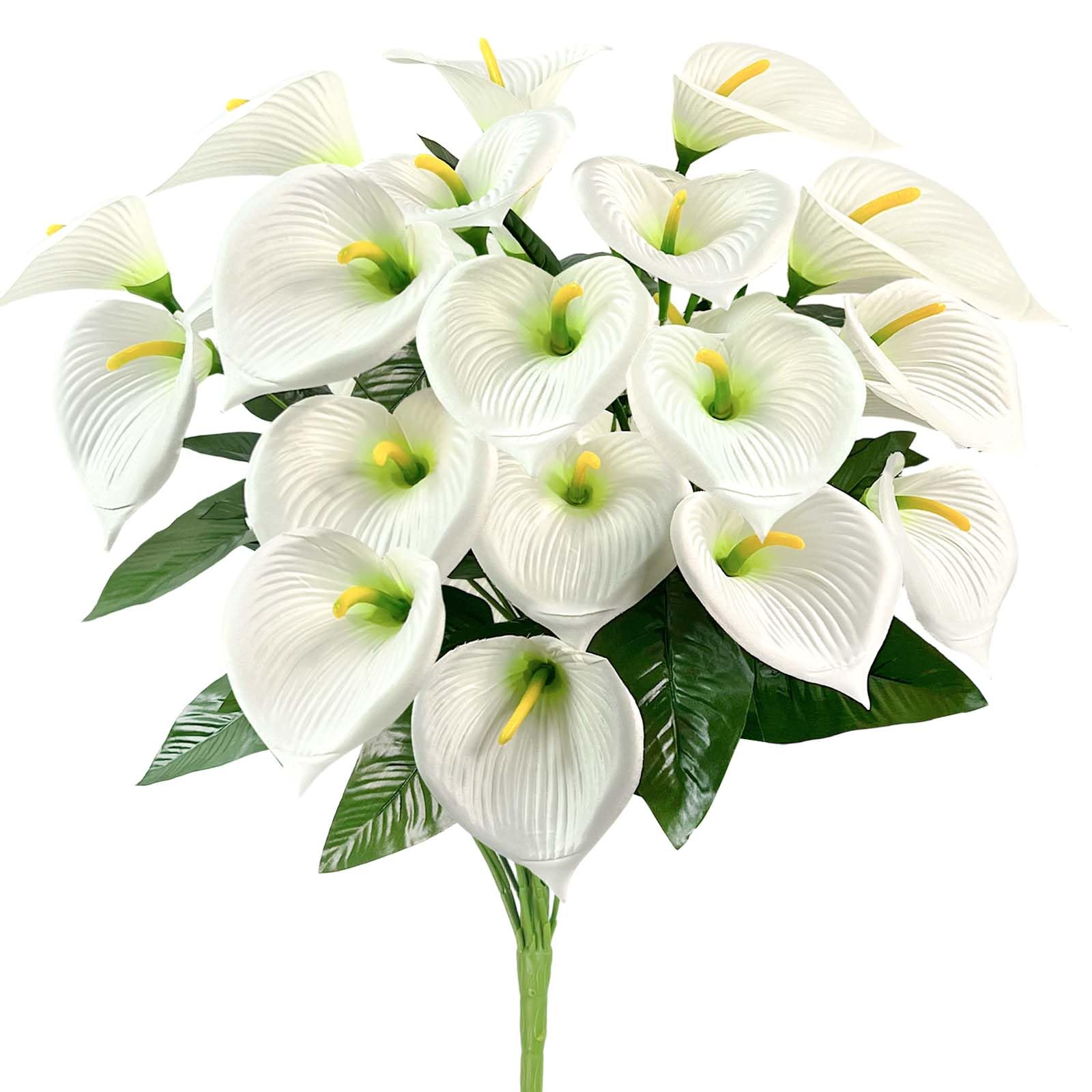 SNAIL GARDEN 18 Blooms Artificial Calla Lilies with Green Leaves,Realistic Silk Faux Calla Lilies with Removable Flower Heads,Artificial Lily Flower for Home Wedding Office Decoration