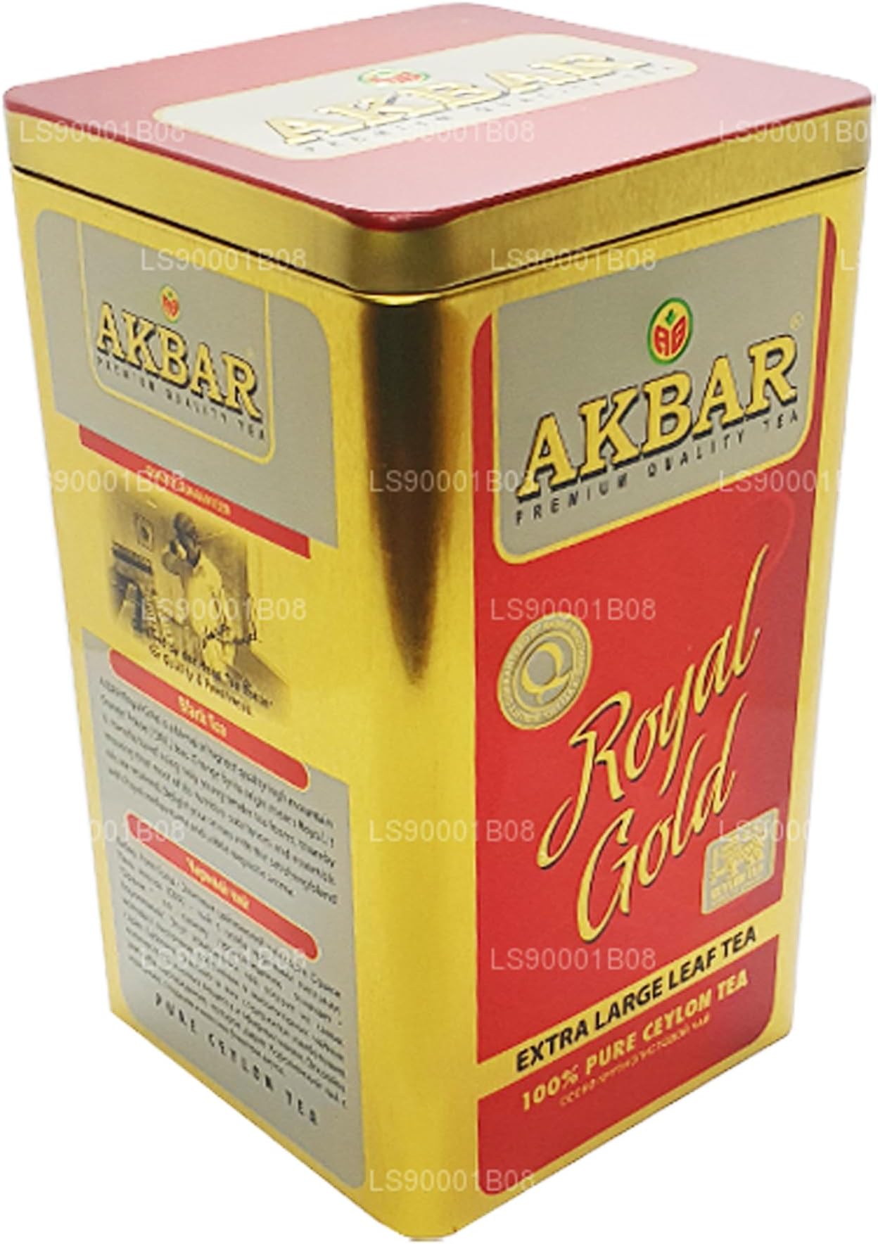 Akbar Royal Gold – Big Leaf OPA Ceylon Black Tea, Loose Leaf in Gold Tin, 250g | Smooth, Light Floral Aroma | Whole-Leaf Orange Pekoe A