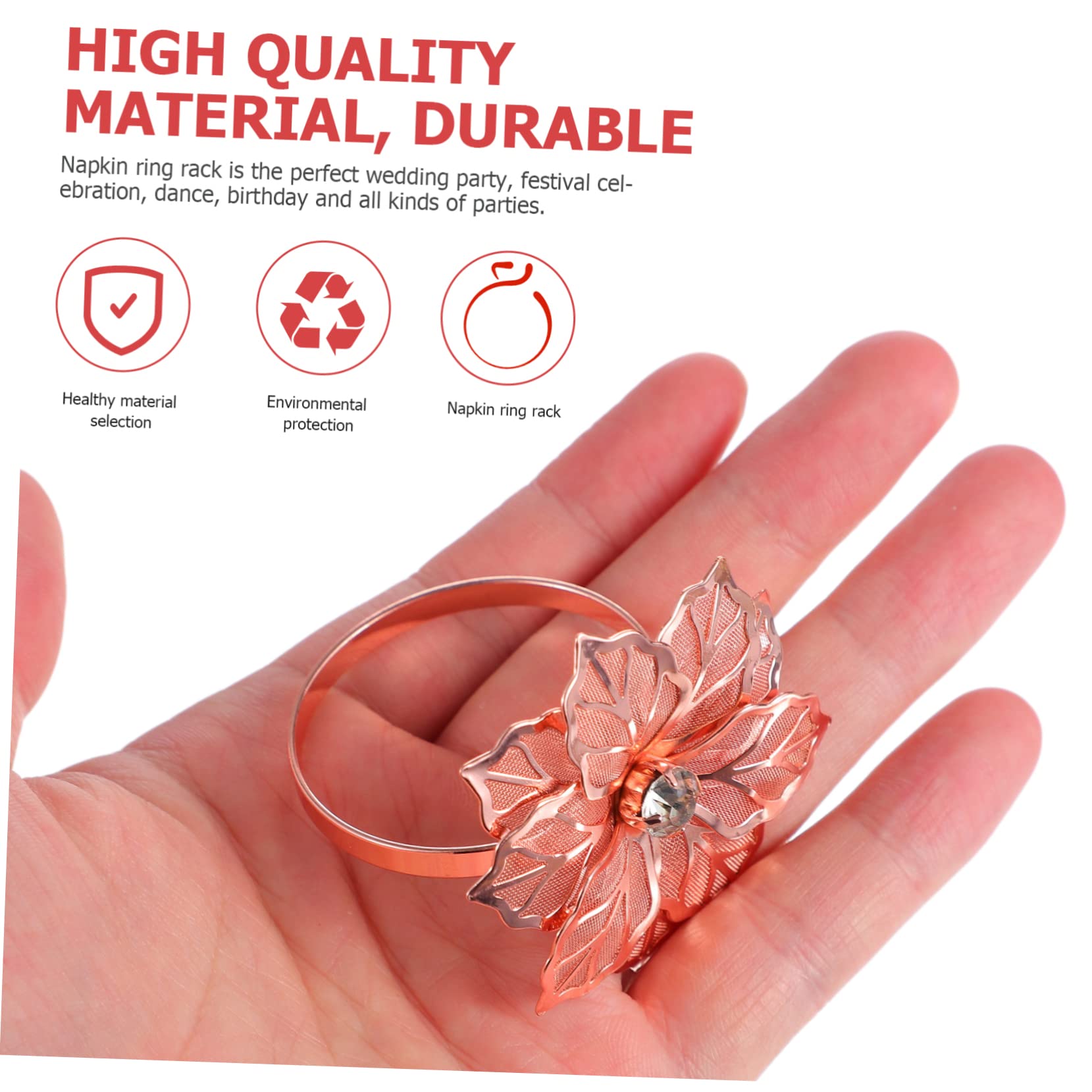 TOPBATHY 24piezas Aros De Servilleta De Forma De para Decoración De Mesa Bodas y Plateados Rosa Dorado