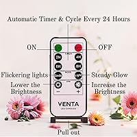 Vista 9 de VENTA Juego de 3 velas de pilar de marfil cálido Velas de cera real operadas por baterías con llama parpadeante Decoración atemporal para todo