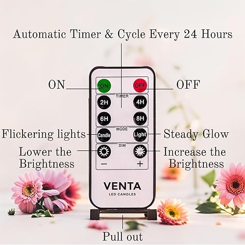 Miniatura 9 de VENTA Velas de pilar sin llama de mármol, juego de 3 (4, 5 y 6 pulgadas), velas LED parpadeantes realistas con control remoto y temporizador,