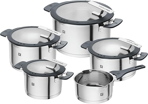 ZWILLING Simplify - Juego de utensilios de cocina de 9 piezas, ollas y sartenes de acero inoxidable de alta calidad para cocina, placas de inducción