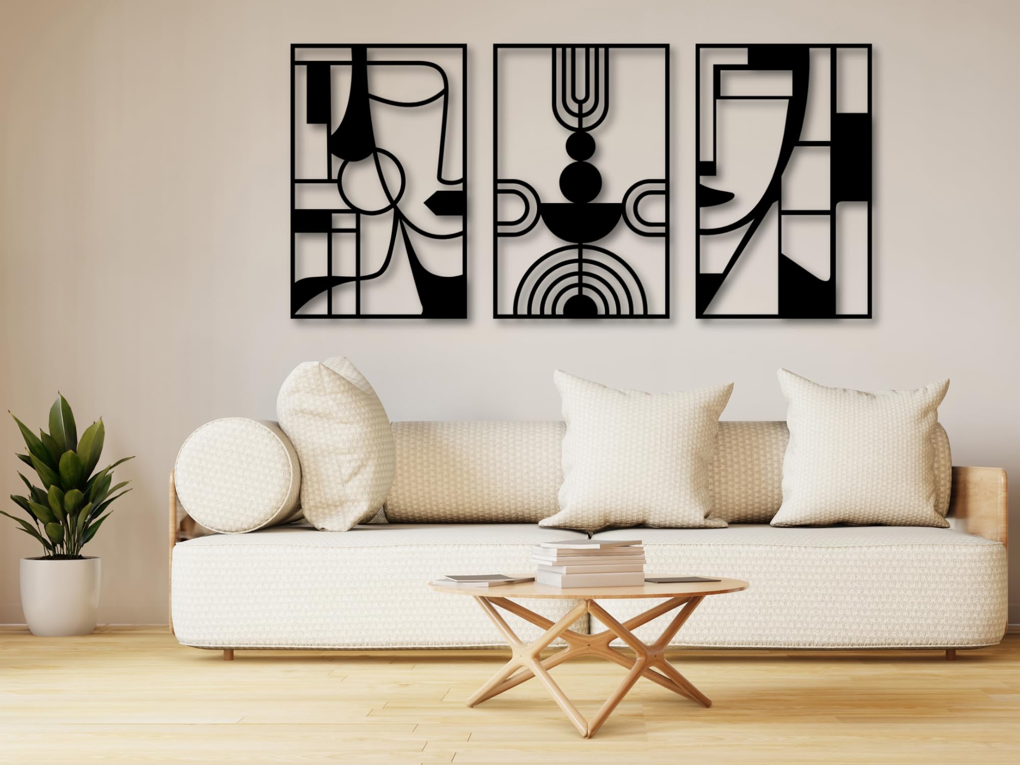 VAILLA ® Juego de 4 flores para decoración de pared, decoración de pared de madera, decoración del hogar, arte de pared 3D, decoración de pared grande, cuadros para dormitorio, salón y cocina… (Pablo