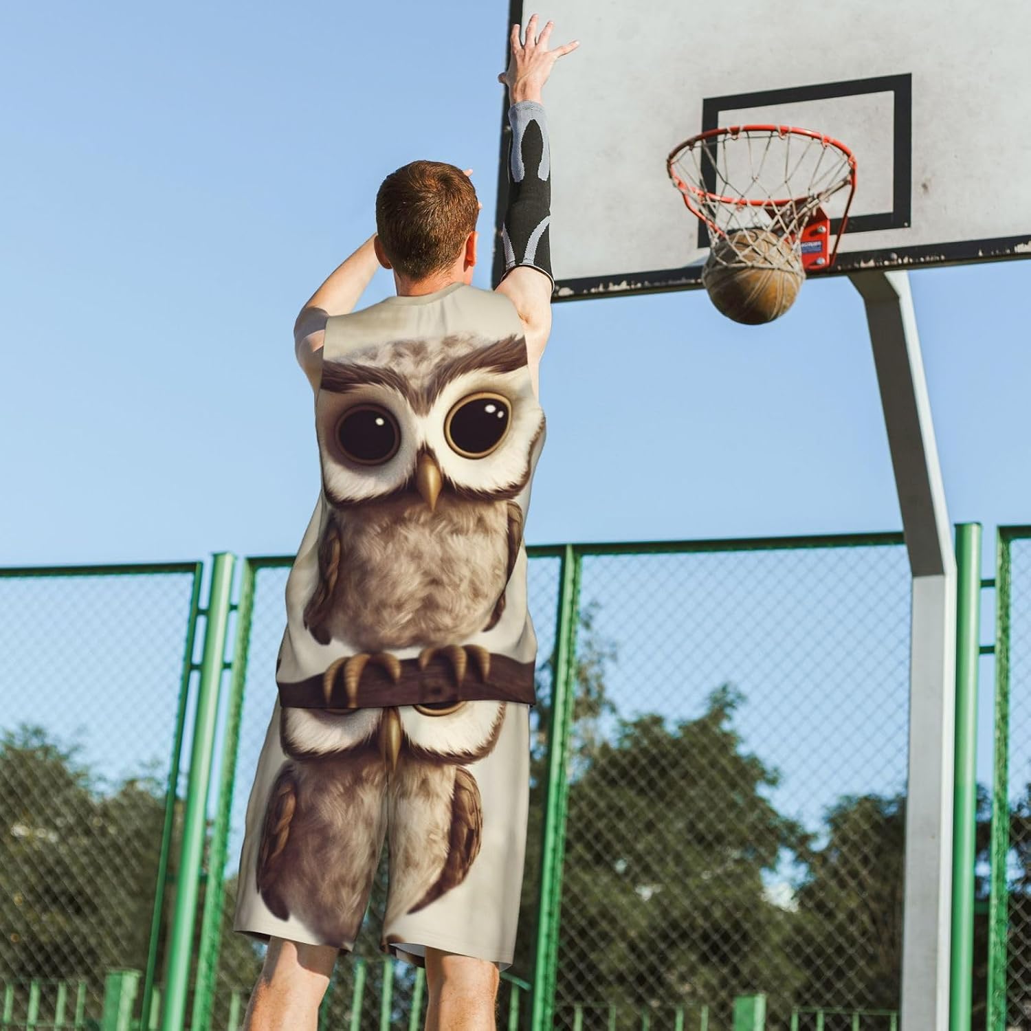 Mens Basketball Jerseys Cute Owl Uniform Suit Mesh Sports Jersey Outfits T-Shirt and Short Sets Black