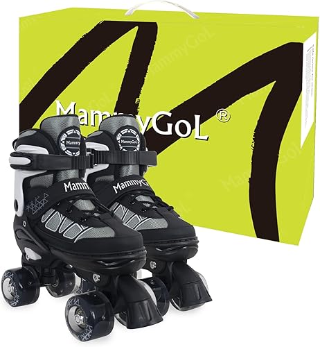 Miniatura 6 de MammyGol Patines de ruedas para niños y niñas, patines ajustables con ruedas iluminadas para niños pequeños de 6 a 12 años, principiantes deportes