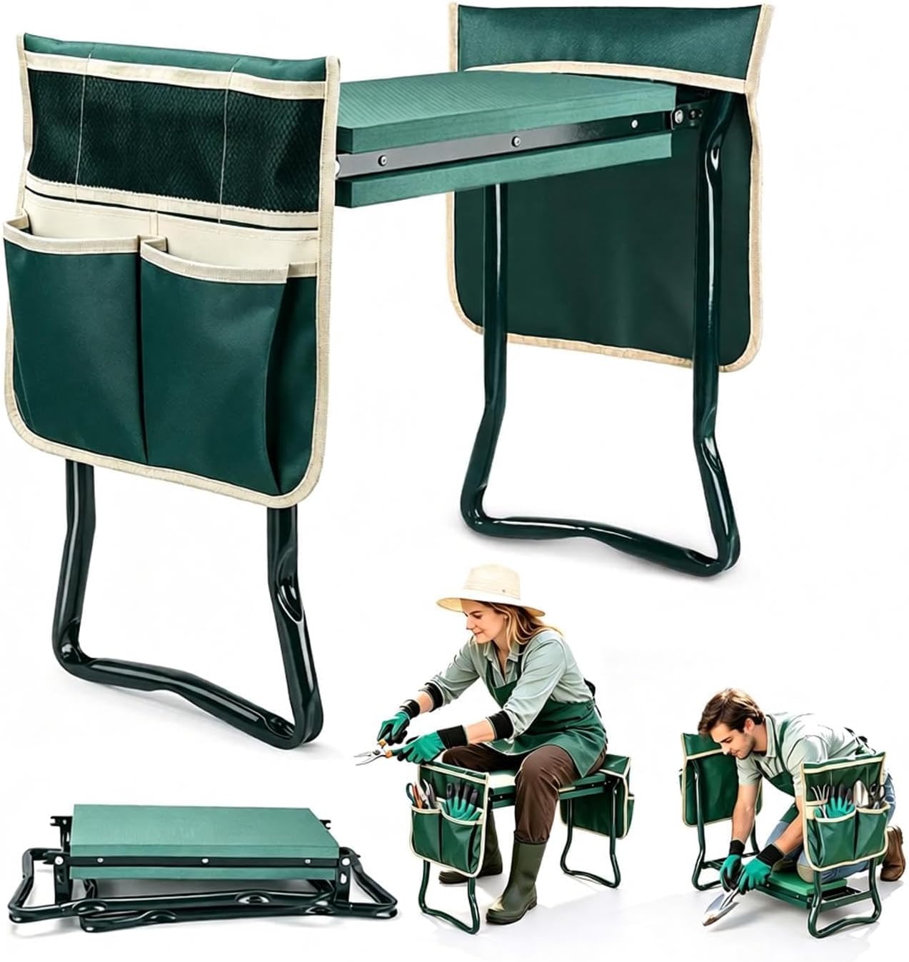 Garden Kneeler and Seat, 6PCS Upgraded Foldable Gardening Stool Kit