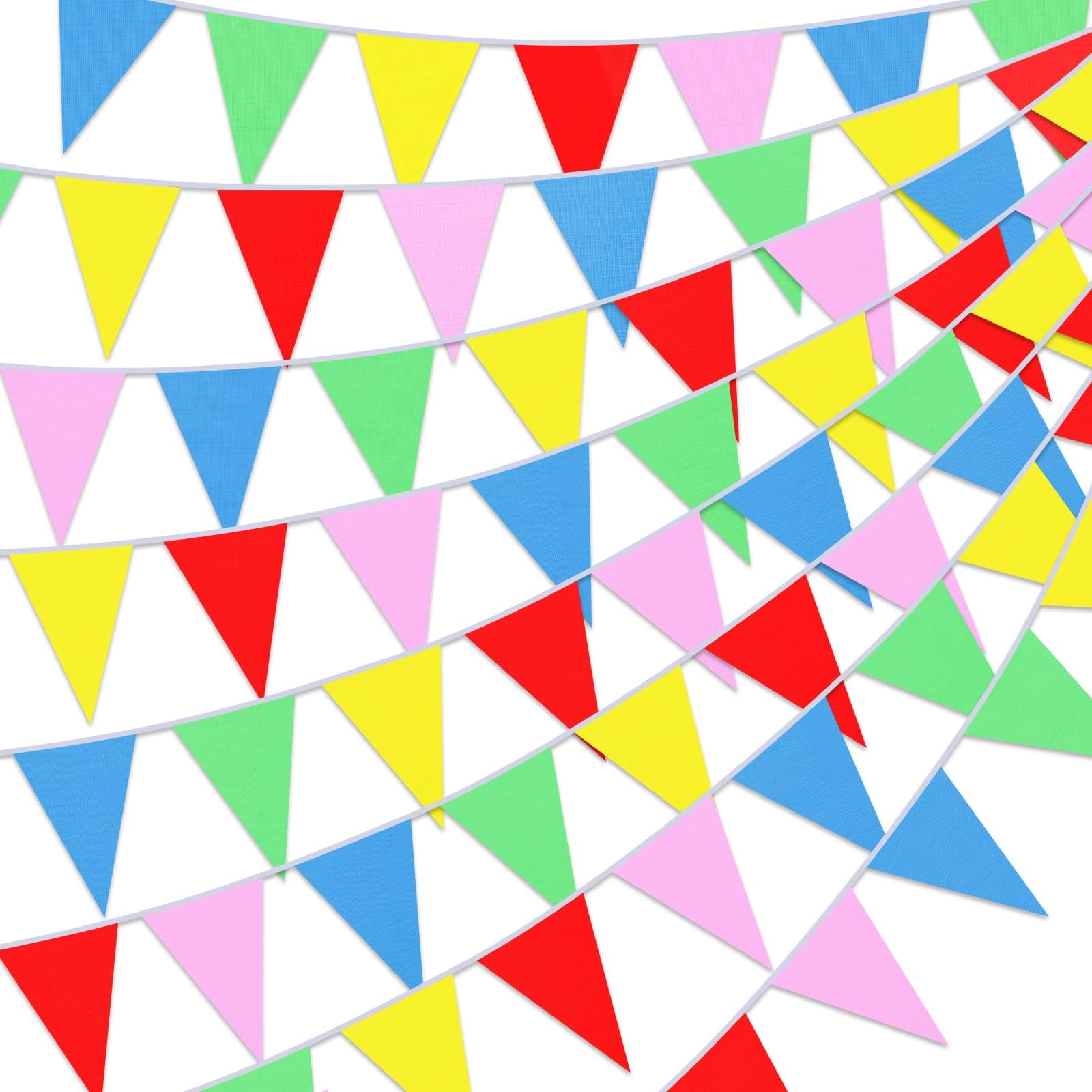 CHENGU 20 Sets 1640 ft 1000 Pcs Flag Pennants Bulk Pennant Banner Multicolor Outdoor Garland Grand Opening Banner Nylon Triangle Flag Banner for Birthday Carnival Theme Party Decorations (Colorful)