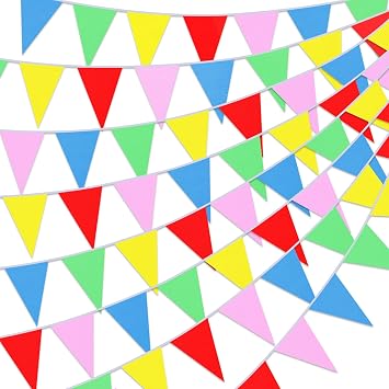 Chengu 20 Sets 1640ft 1000 Pcs Colorful Pennants Banner Flag Bulk Multicolor Banners Carnival Decorations Grand Opening Decorations Nylon Triangle Flag Banner for Party ShopsColorful