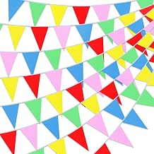 Chengu 20 Sets 1640ft 1000 Pcs Colorful Pennants Banner Flag Bulk Multicolor Banners Carnival Decorations Grand Opening Decorations Nylon Triangle Flag Banner for Party ShopsColorful